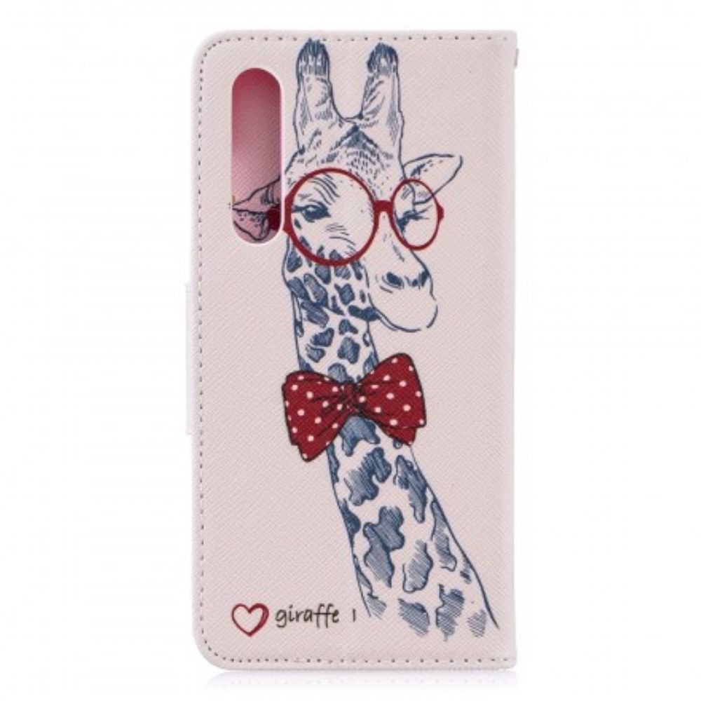 Flip Case Für Huawei P30 Nerdige Giraffe