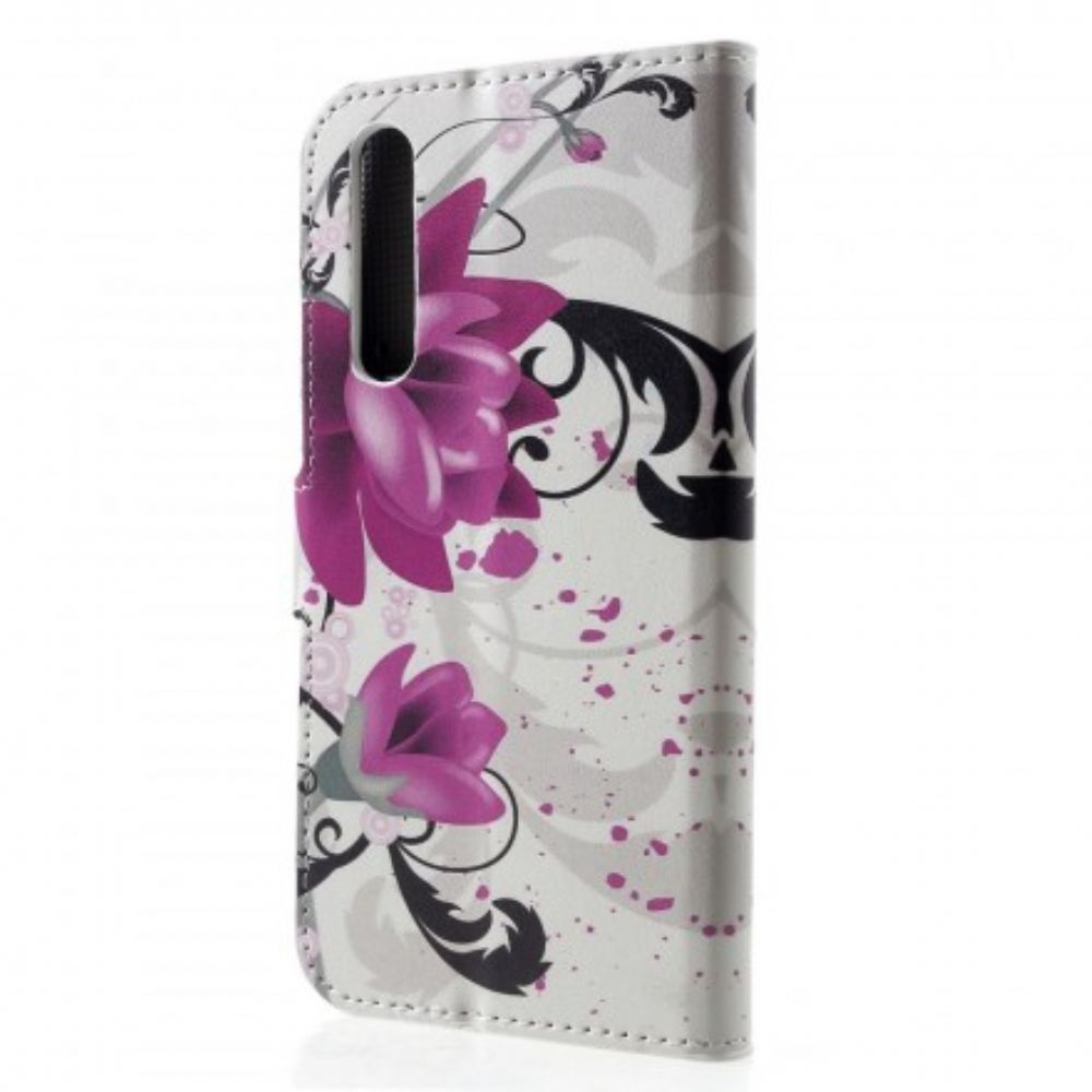 Lederhüllen Für Huawei P30 Tropische Blumen