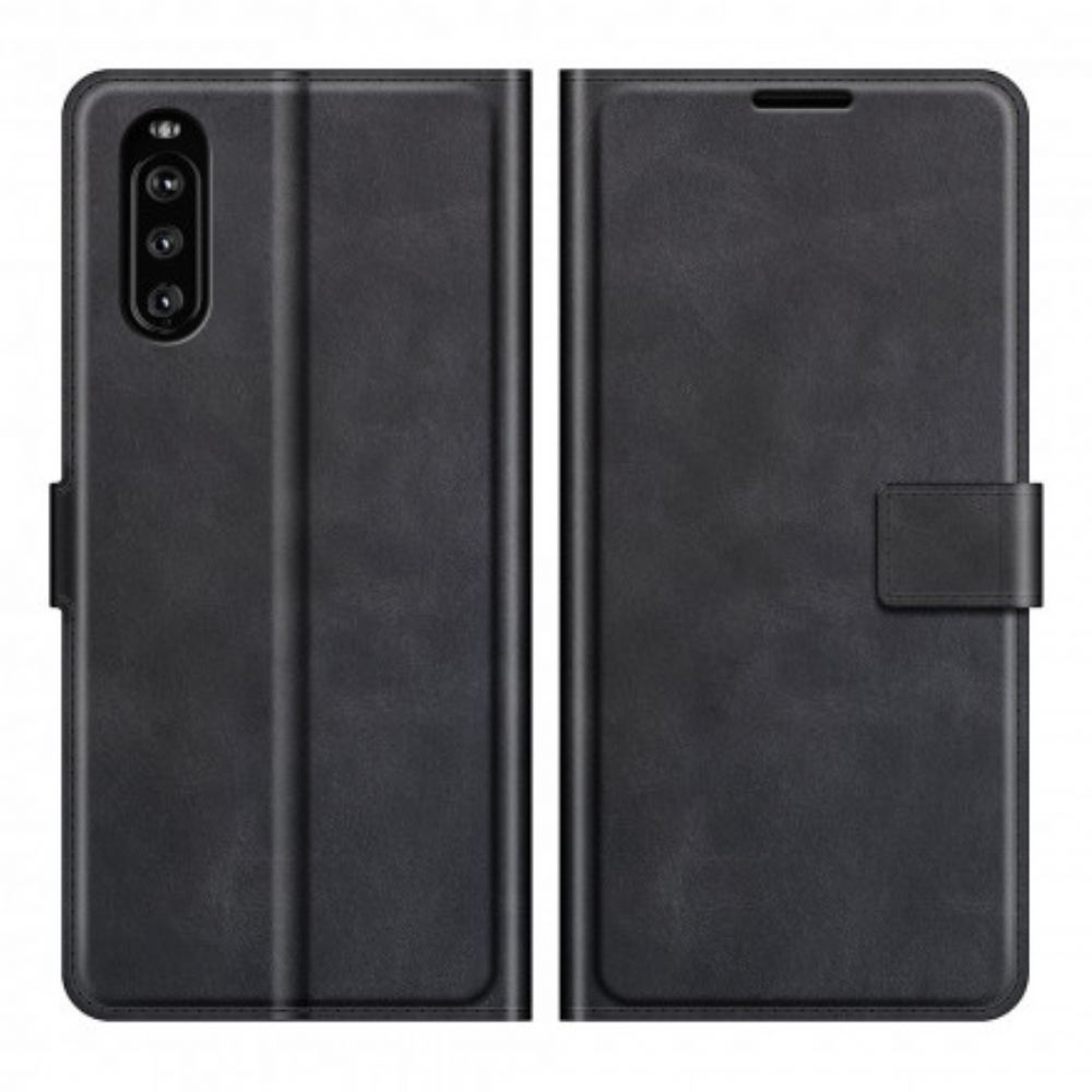 Flip Case Für Sony Xperia 10 III Extrem Schmaler Ledereffekt