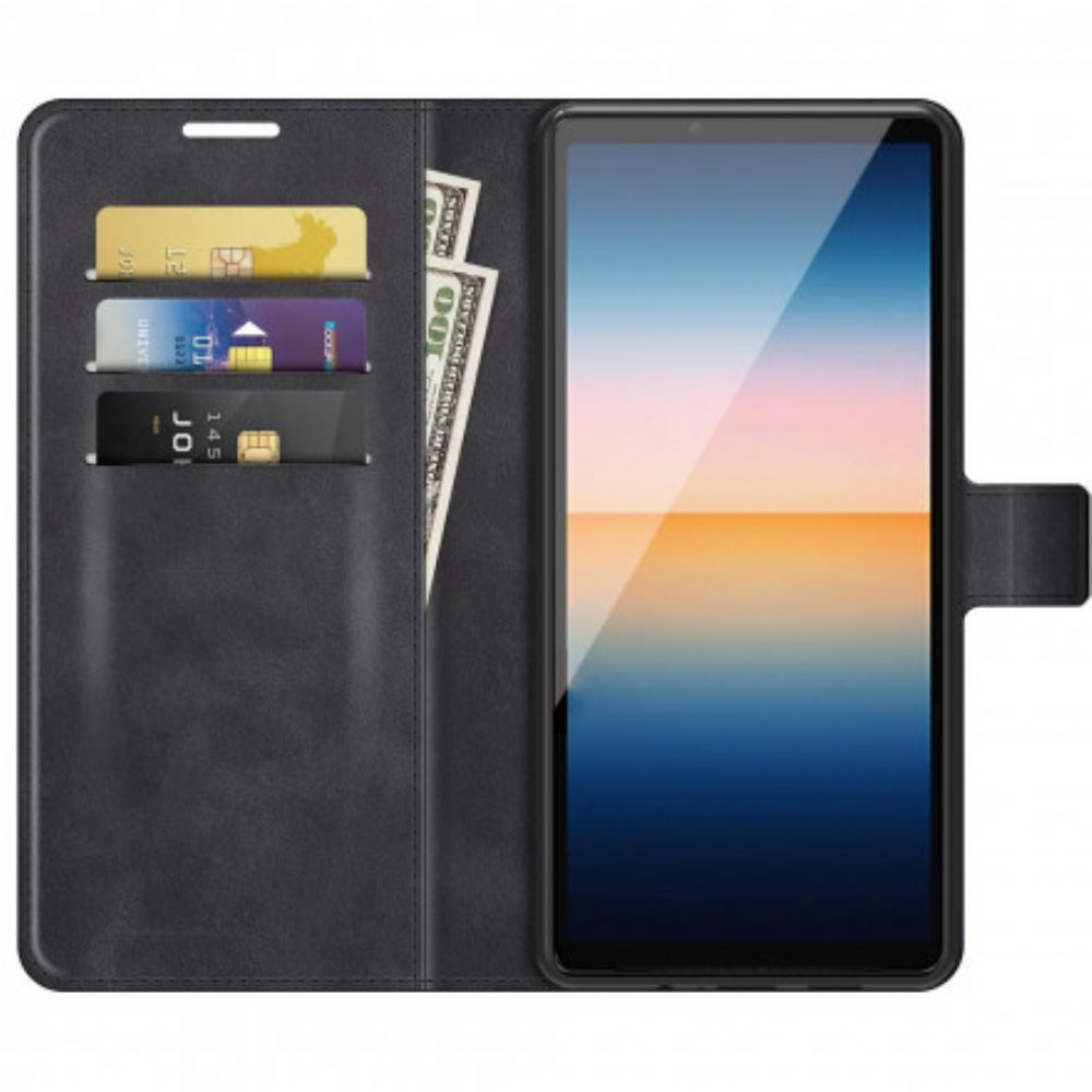 Flip Case Für Sony Xperia 10 III Extrem Schmaler Ledereffekt