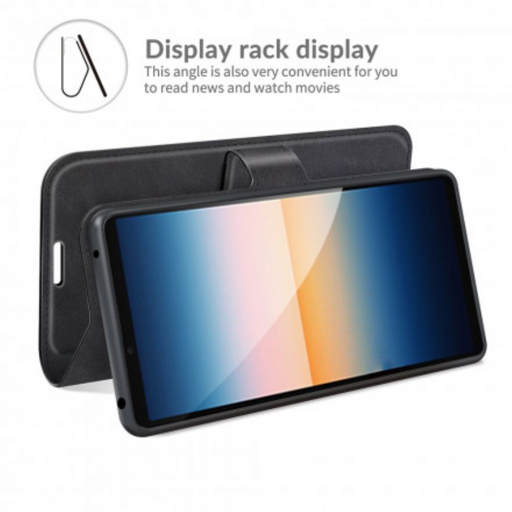 Flip Case Für Sony Xperia 10 III Extrem Schmaler Ledereffekt