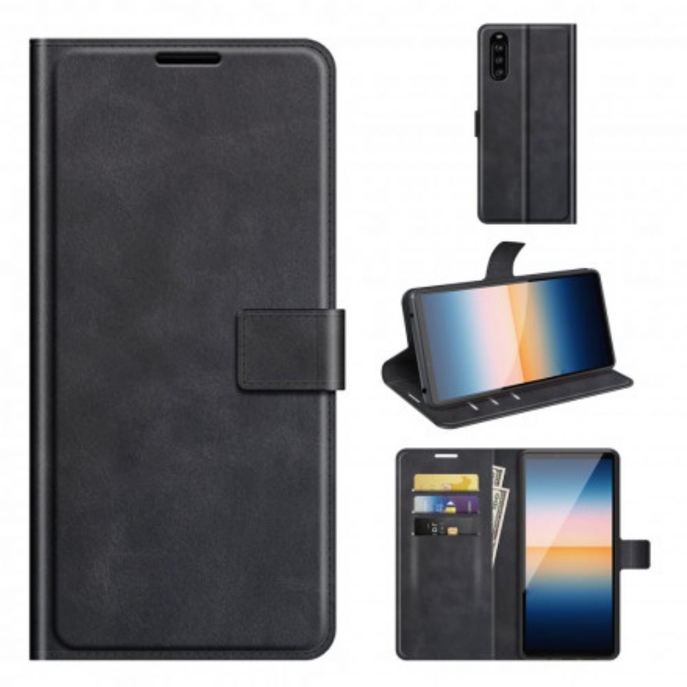 Flip Case Für Sony Xperia 10 III Extrem Schmaler Ledereffekt