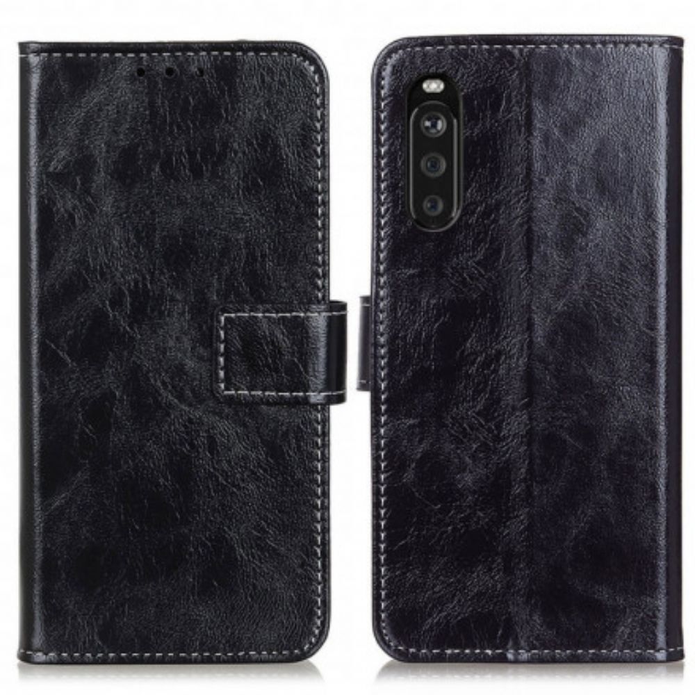 Flip Case Für Sony Xperia 10 III Glänzende Und Sichtbare Nähte