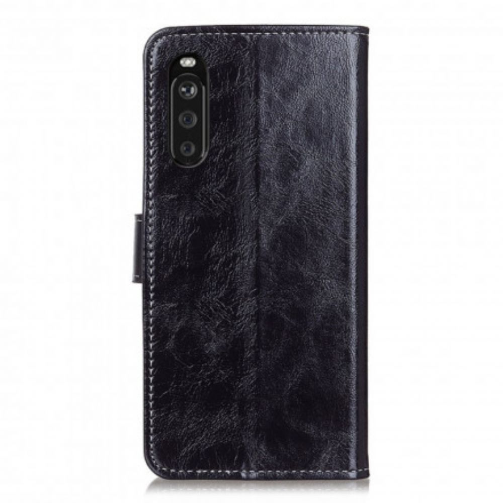 Flip Case Für Sony Xperia 10 III Glänzende Und Sichtbare Nähte