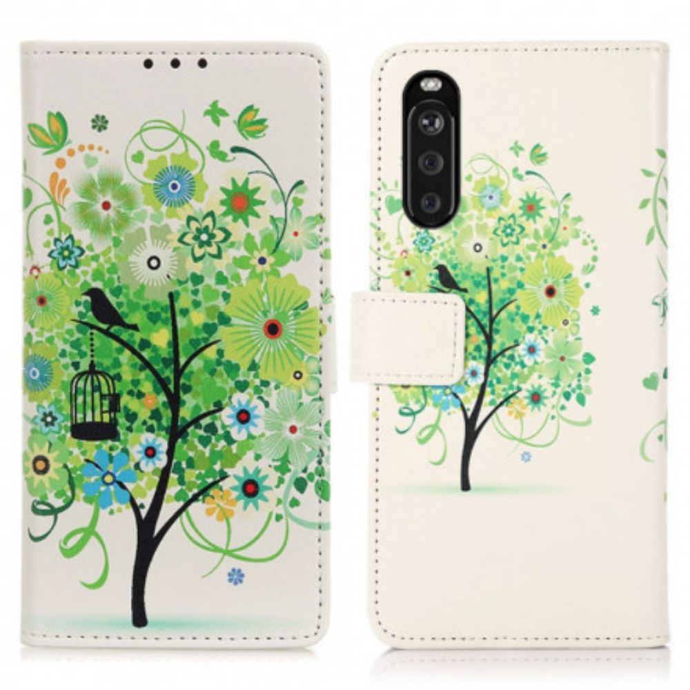 Lederhüllen Für Sony Xperia 10 III Blühender Baum