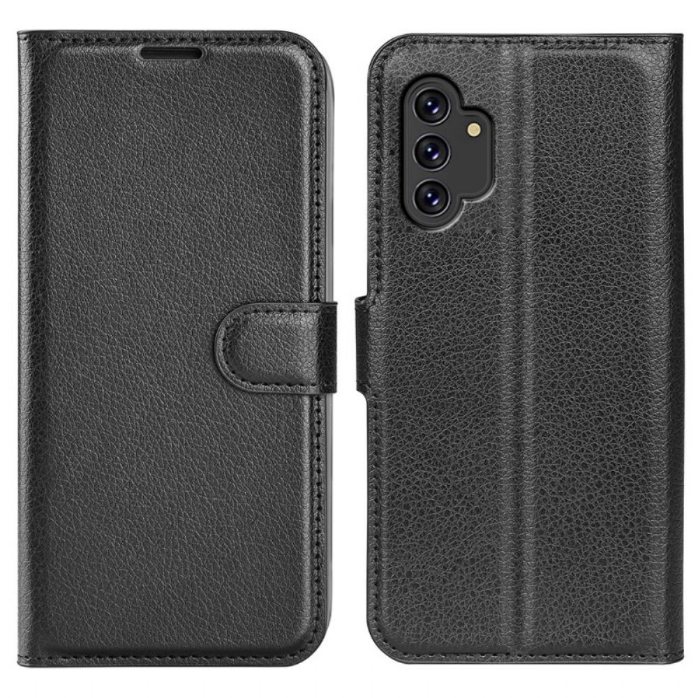 Flip Case Für Samsung Galaxy A13 Klassischer Litschi-leder-effekt