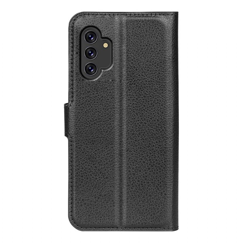 Flip Case Für Samsung Galaxy A13 Klassischer Litschi-leder-effekt
