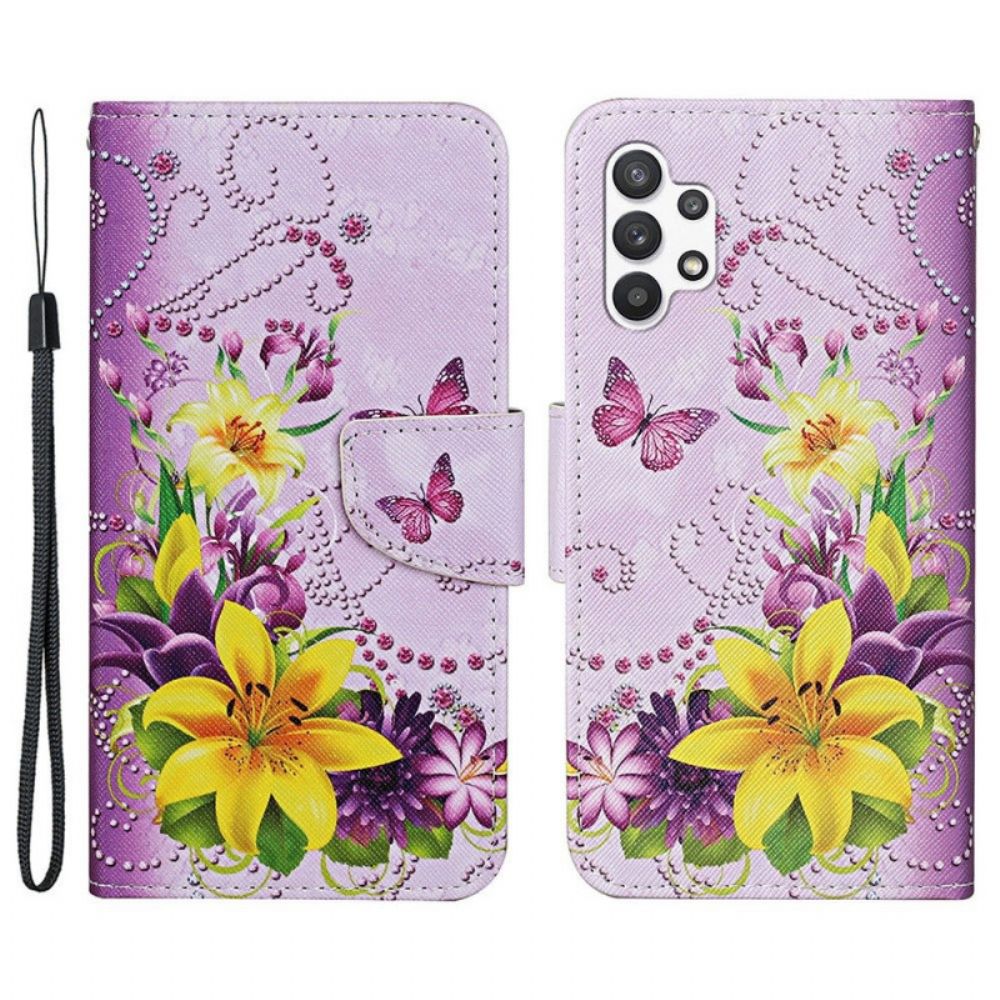 Flip Case Für Samsung Galaxy A13 Meisterschmetterlinge Mit Lanyard