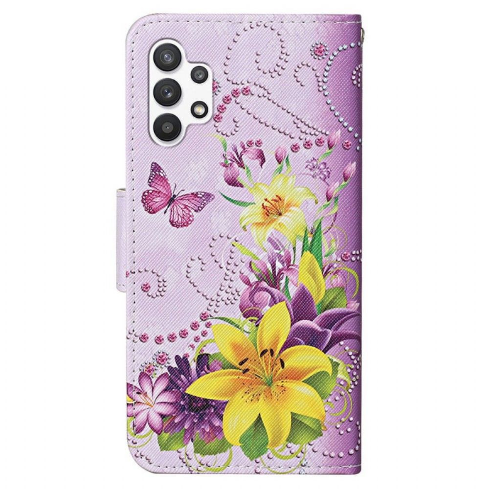 Flip Case Für Samsung Galaxy A13 Meisterschmetterlinge Mit Lanyard