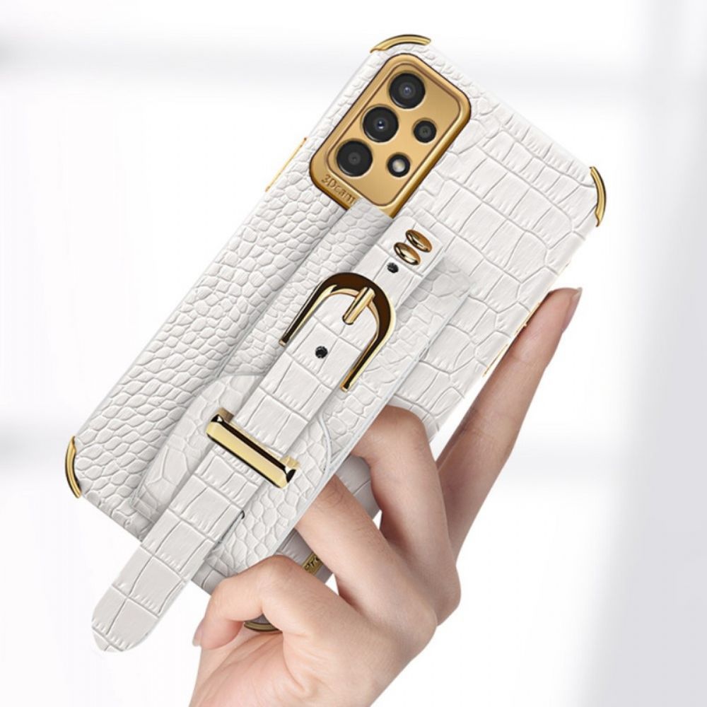 Handyhülle Für Samsung Galaxy A13 Krokodilleder Mit Tragegurt