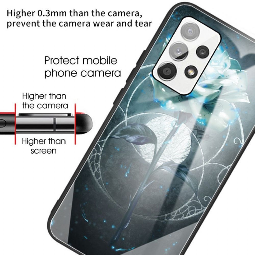Hülle Für Samsung Galaxy A13 Grüne Rose Aus Gehärtetem Glas