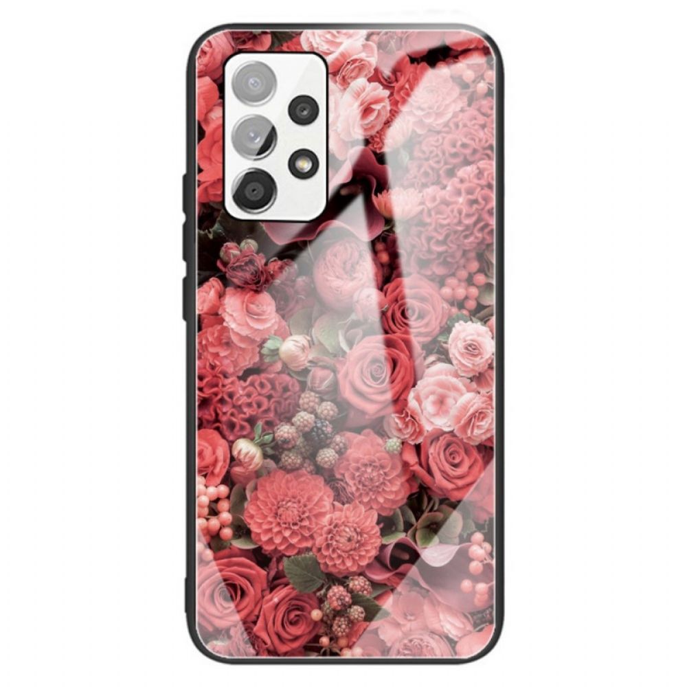 Hülle Für Samsung Galaxy A13 Rosa Blumen Aus Gehärtetem Glas