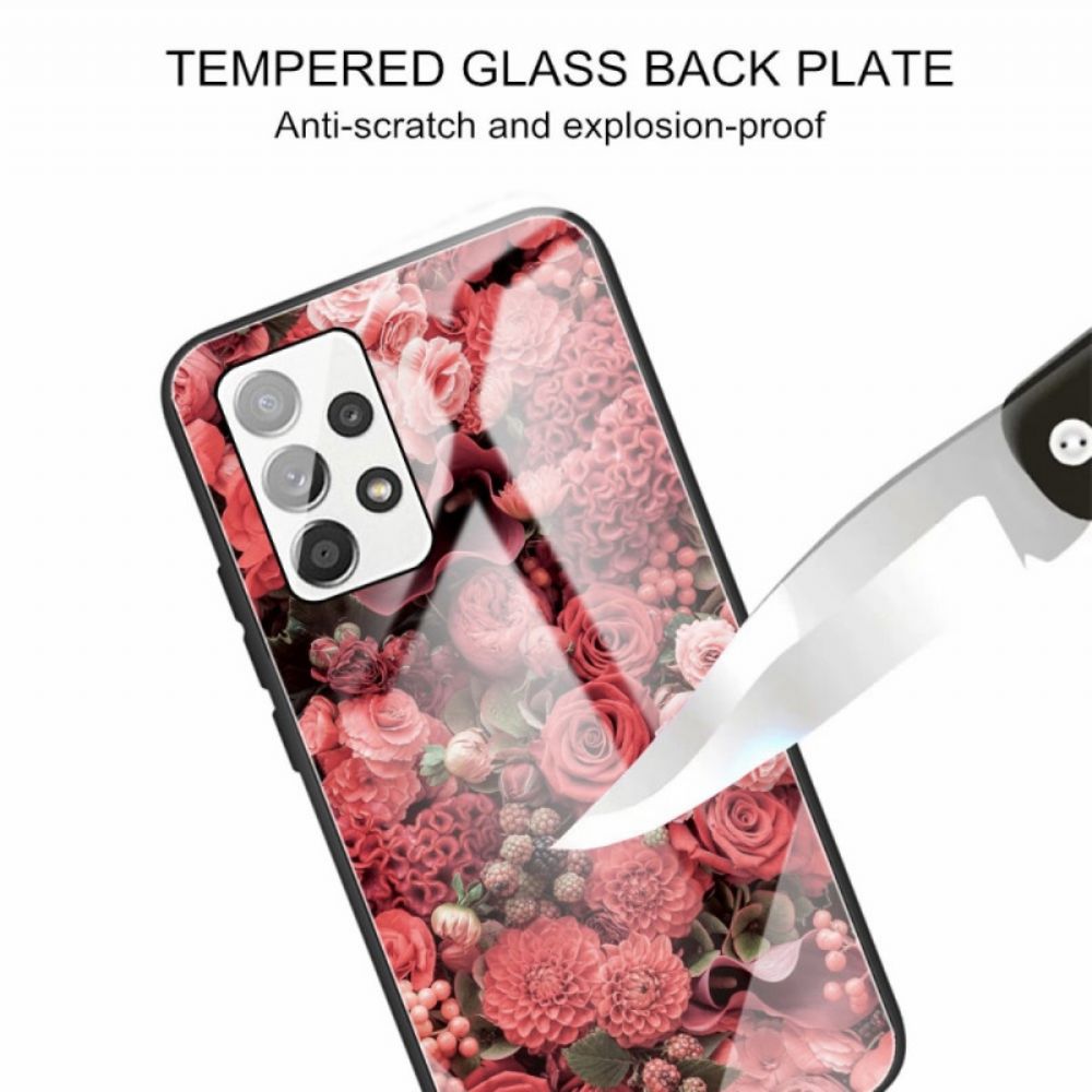 Hülle Für Samsung Galaxy A13 Rosa Blumen Aus Gehärtetem Glas