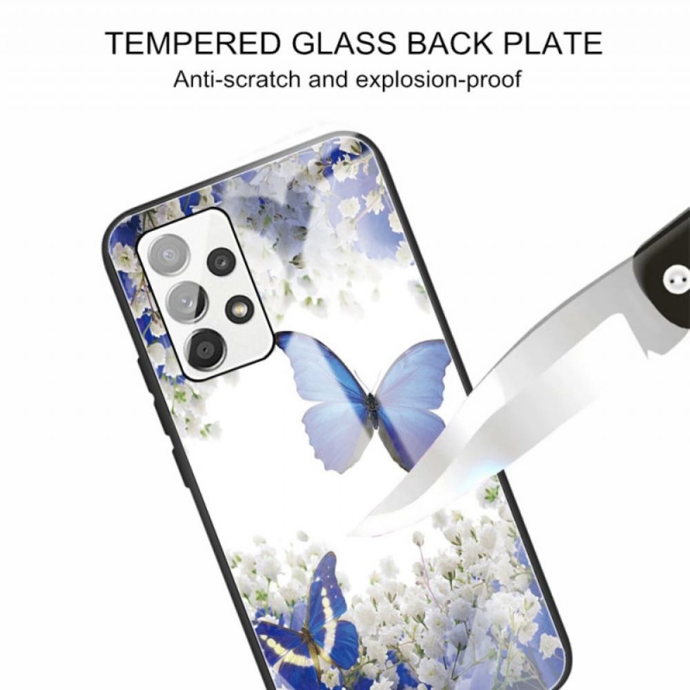 Hülle Für Samsung Galaxy A13 Schmetterlingsdesign Aus Gehärtetem Glas
