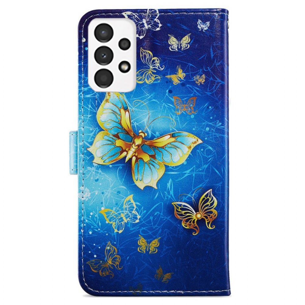 Lederhüllen Für Samsung Galaxy A13 Fliegende Schmetterlinge