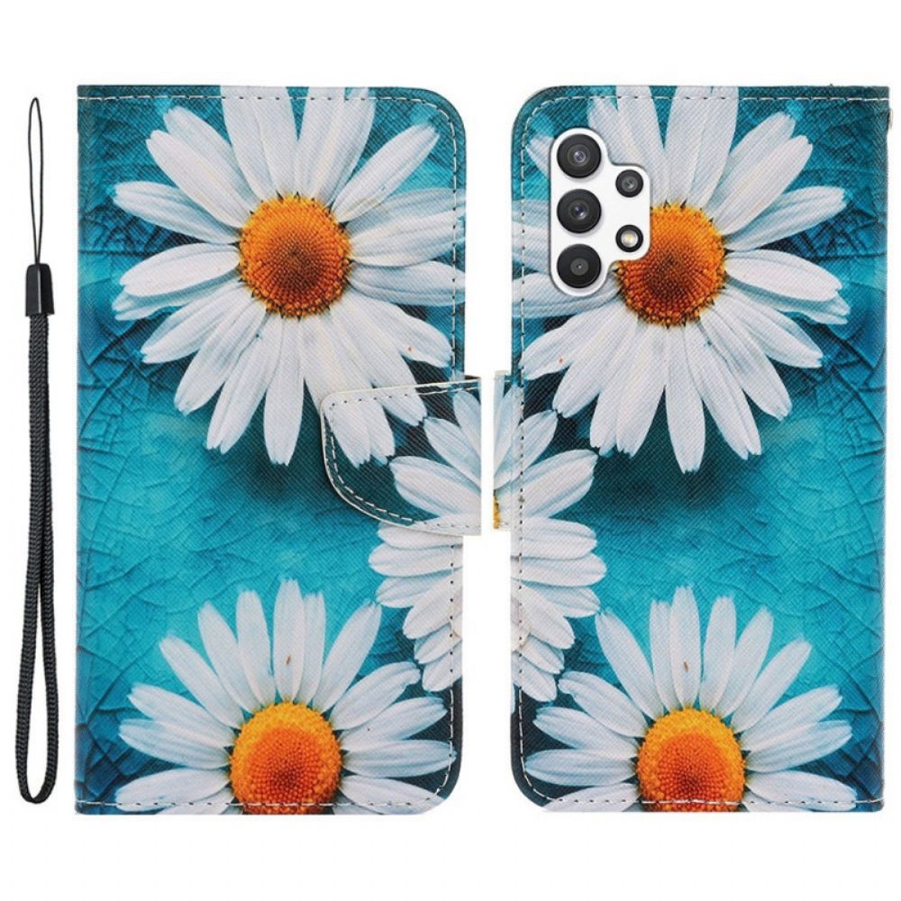 Lederhüllen Für Samsung Galaxy A13 Mit Kordel Tanga-gänseblümchen