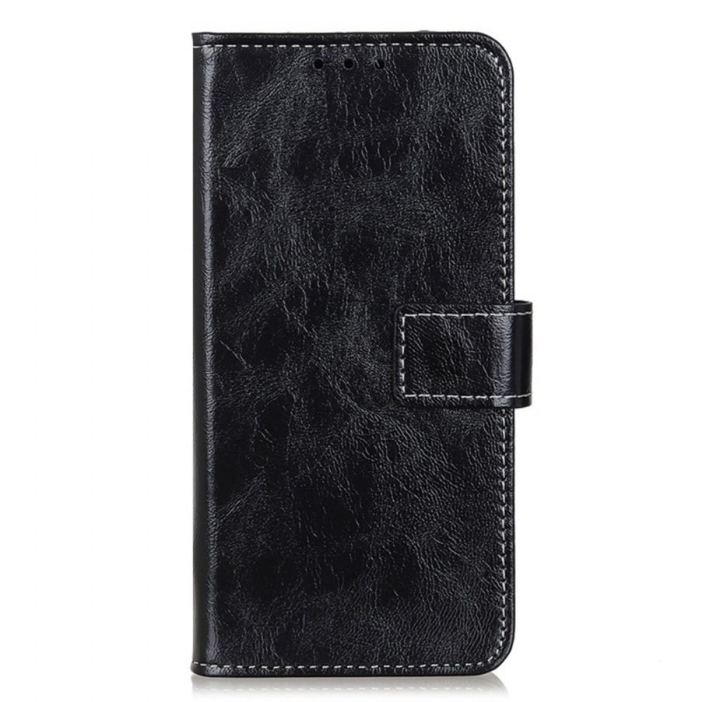 Flip Case Für Poco X4 GT Bemalte Und Sichtbare Nähte