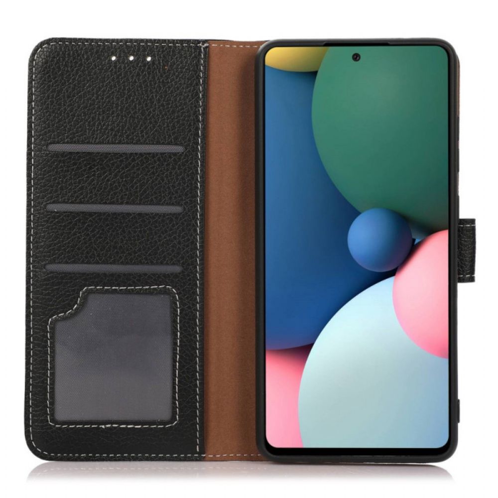 Flip Case Für Poco X4 GT Litchi-nähte Aus Kunstleder