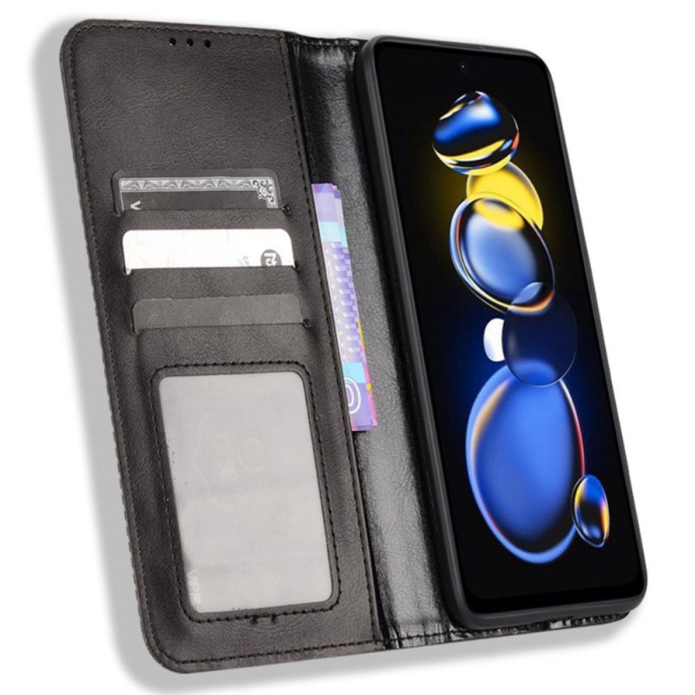 Schutzhülle Für Poco X4 GT Flip Case Gestylter Lederstil