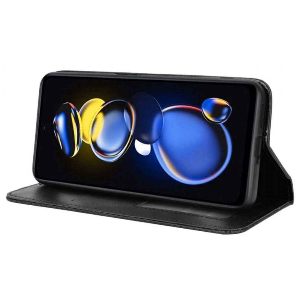 Schutzhülle Für Poco X4 GT Flip Case Gestylter Lederstil