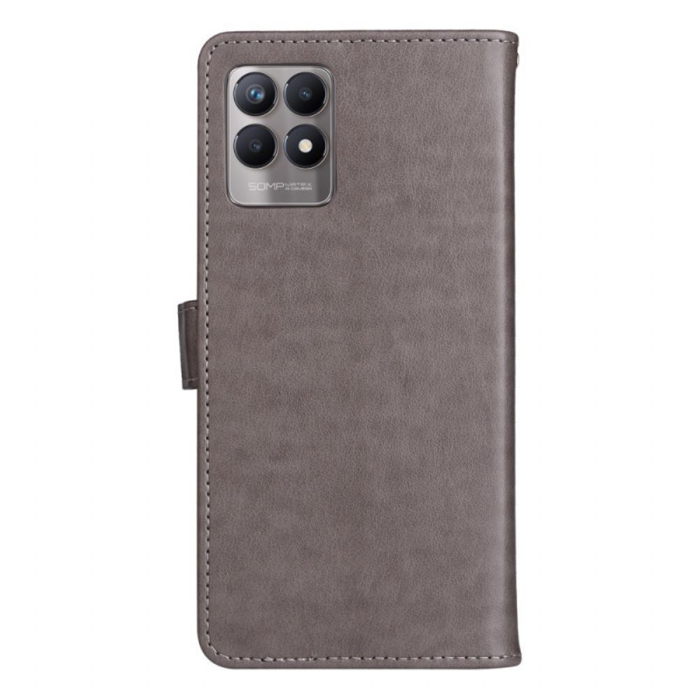 Flip Case Für Realme 8i Mit Kordel Tanga Katze Und Biene