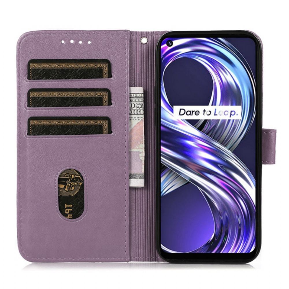 Lederhüllen Für Realme 8i Karomuster Aus Kunstleder