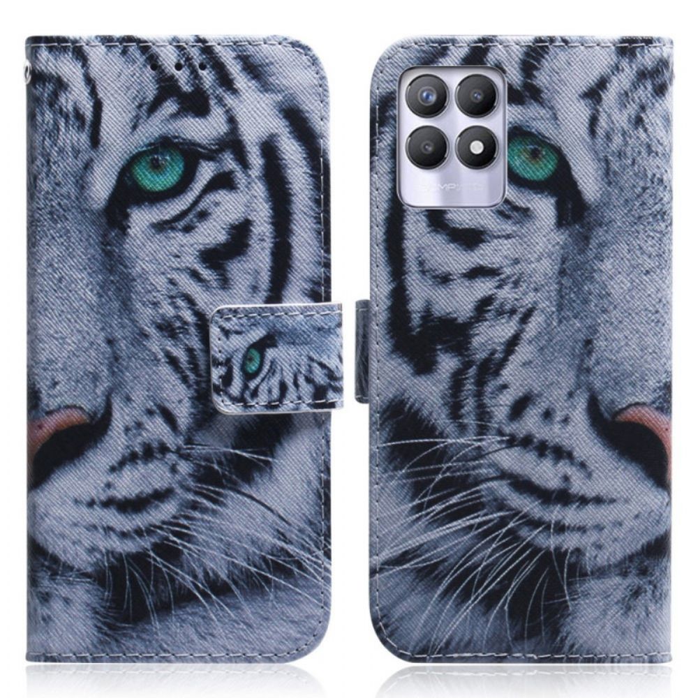 Lederhüllen Für Realme 8i Tigergesicht