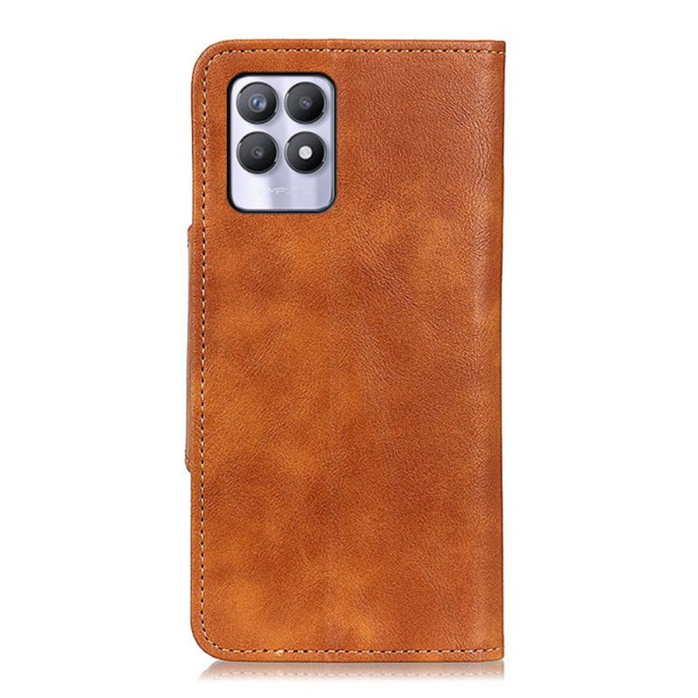 Lederhüllen Für Realme 8i Vintage Kunstleder Und Knopf