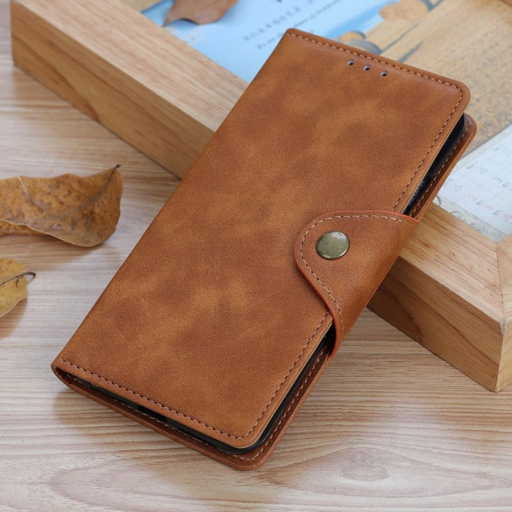 Lederhüllen Für Realme 8i Vintage Kunstleder Und Knopf