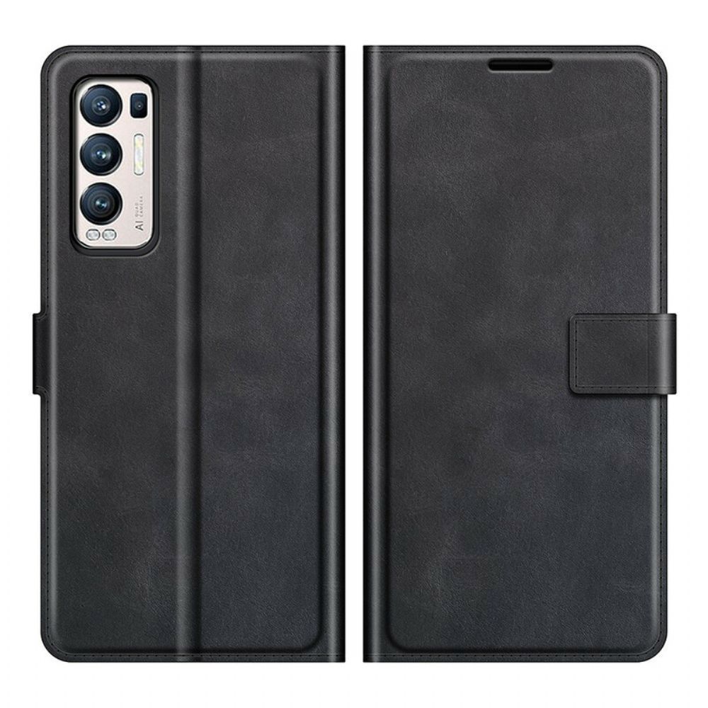 Flip Case Für Oppo Find X3 Neo Extrem Schmaler Ledereffekt