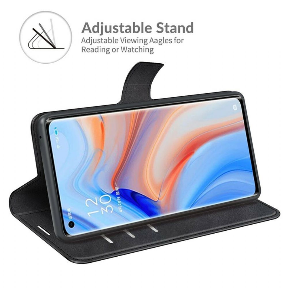 Flip Case Für Oppo Find X3 Neo Extrem Schmaler Ledereffekt