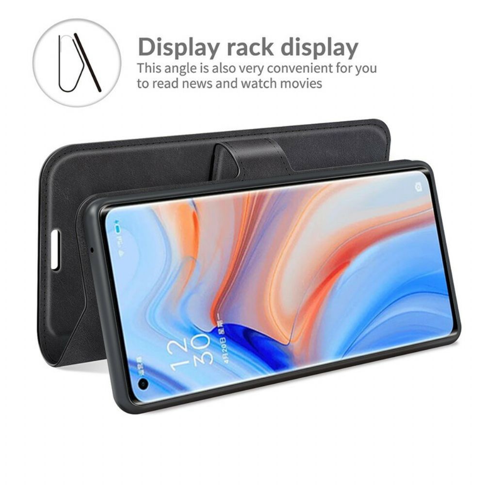 Flip Case Für Oppo Find X3 Neo Extrem Schmaler Ledereffekt