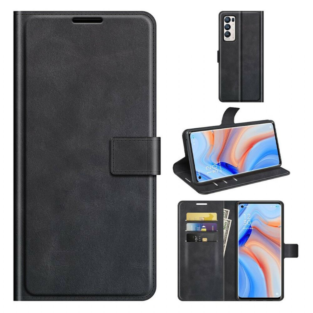Flip Case Für Oppo Find X3 Neo Extrem Schmaler Ledereffekt