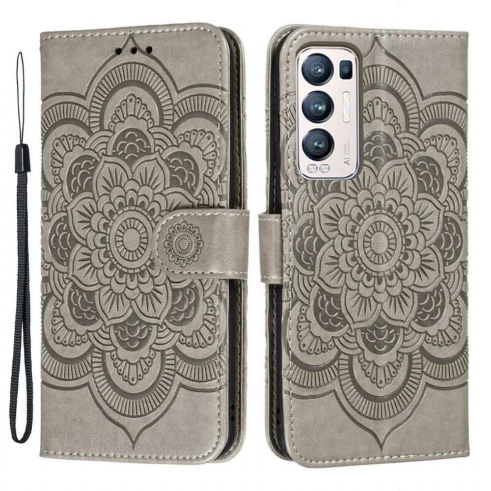 Flip Case Für Oppo Find X3 Neo Mit Kordel Volles Riemchen-mandala