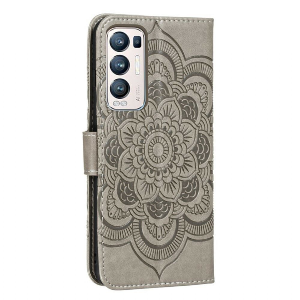 Flip Case Für Oppo Find X3 Neo Mit Kordel Volles Riemchen-mandala