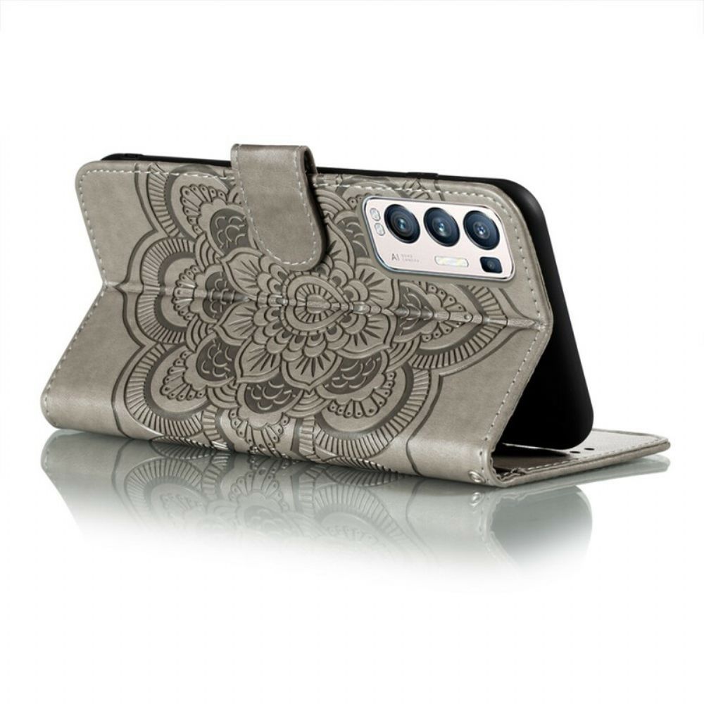 Flip Case Für Oppo Find X3 Neo Mit Kordel Volles Riemchen-mandala