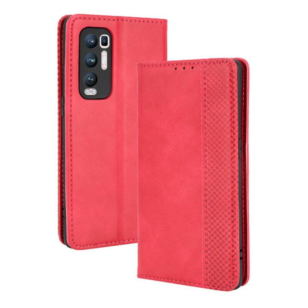 Schutzhülle Für Oppo Find X3 Neo Flip Case Gestylter Vintage-leder-effekt