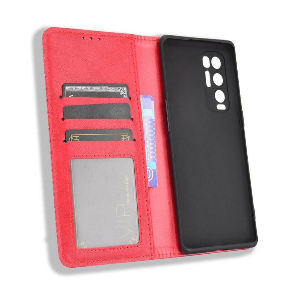 Schutzhülle Für Oppo Find X3 Neo Flip Case Gestylter Vintage-leder-effekt