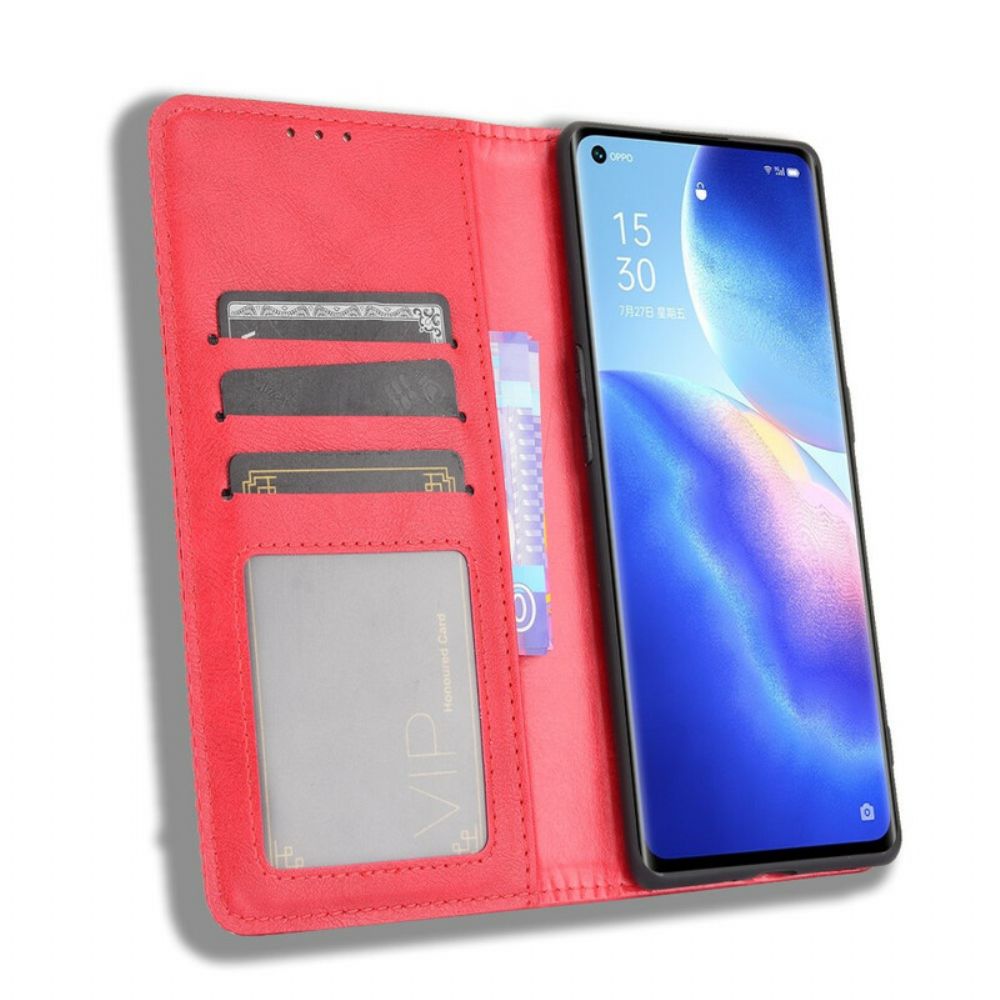 Schutzhülle Für Oppo Find X3 Neo Flip Case Gestylter Vintage-leder-effekt
