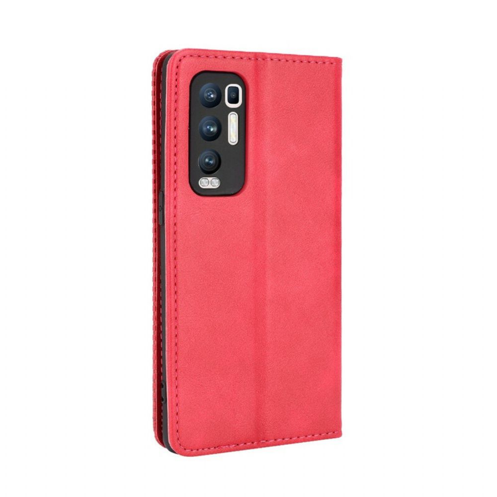Schutzhülle Für Oppo Find X3 Neo Flip Case Gestylter Vintage-leder-effekt