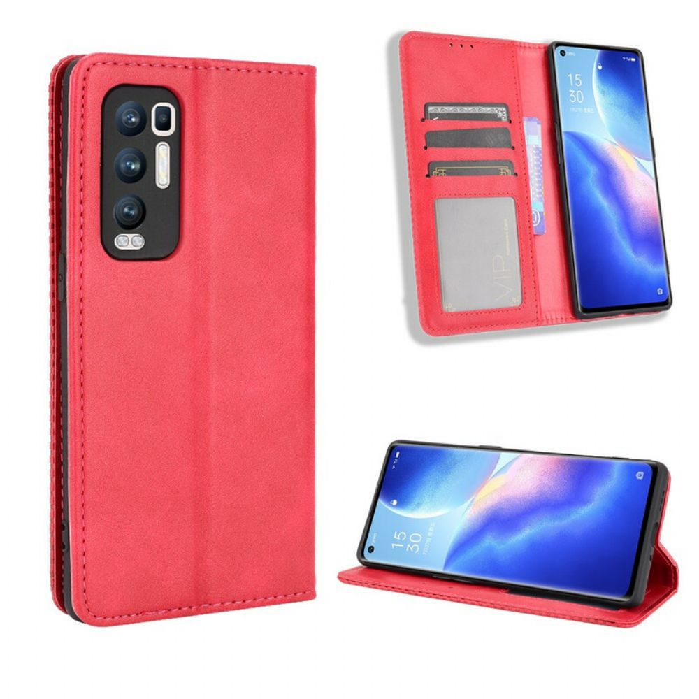 Schutzhülle Für Oppo Find X3 Neo Flip Case Gestylter Vintage-leder-effekt