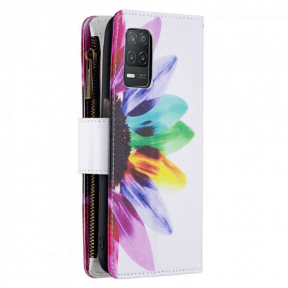 Flip Case Für Realme 8 5G Blumentasche Mit Reißverschluss