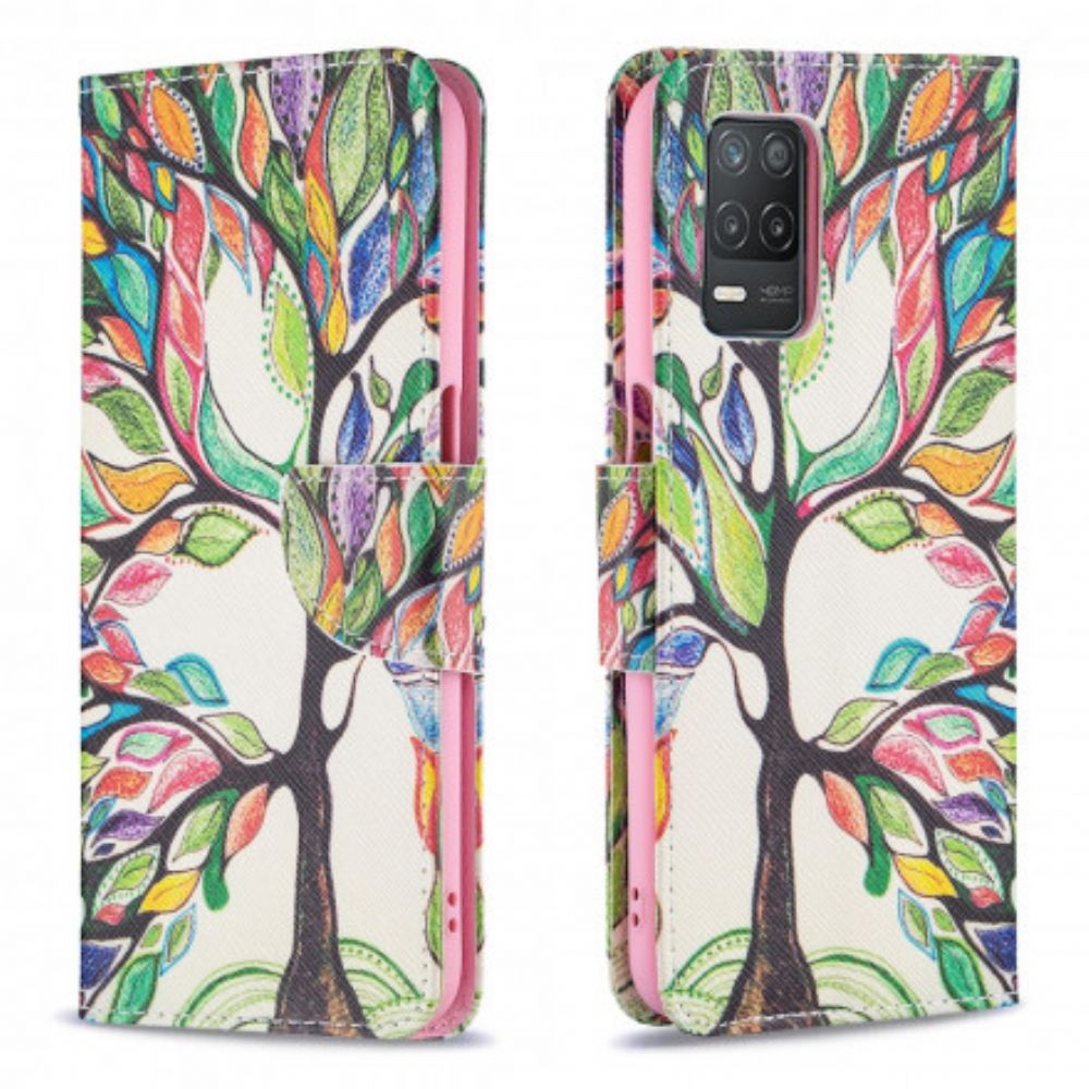 Flip Case Für Realme 8 5G Farbiger Baum