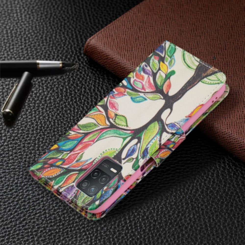 Flip Case Für Realme 8 5G Farbiger Baum