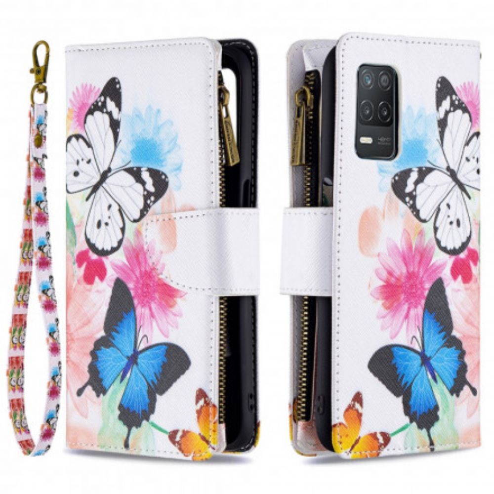 Flip Case Für Realme 8 5G Schmetterlingstasche Mit Reißverschluss
