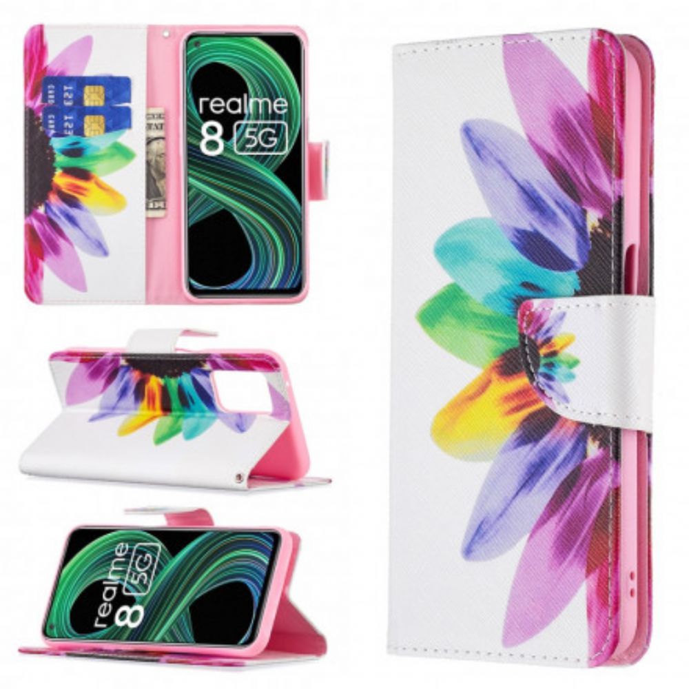 Lederhüllen Für Realme 8 5G Aquarell Blume