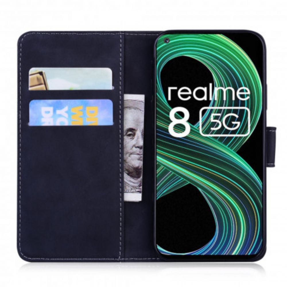 Lederhüllen Für Realme 8 5G Einfarbiger Ledereffekt