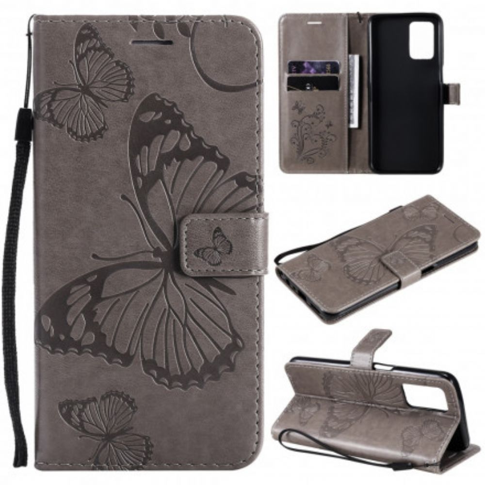 Lederhüllen Für Realme 8 5G Flip Case Schmetterlinge Und Schräge Klappe