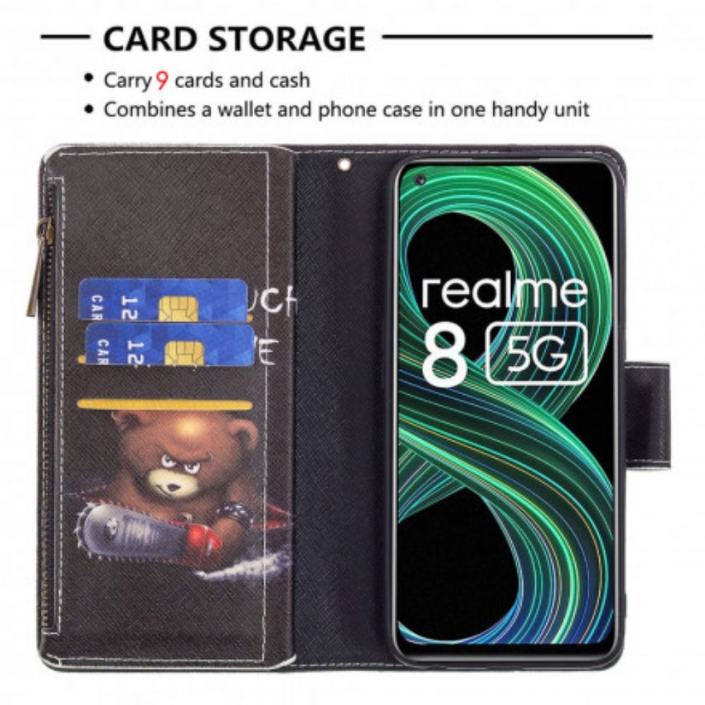 Lederhüllen Für Realme 8 5G Tasche Mit Reißverschluss