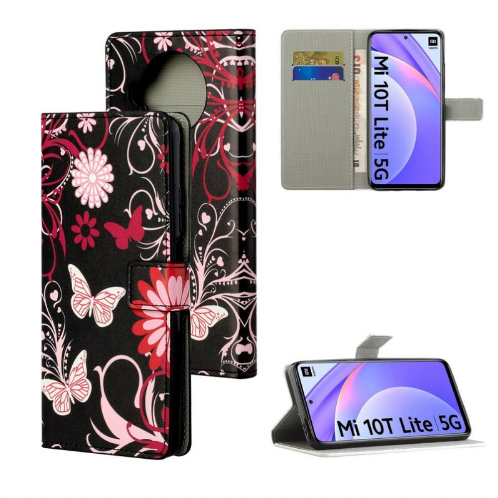 Flip Case Für Xiaomi Mi 10T Lite / Redmi Note 9 Pro 5G Schmetterlinge Und Blumen